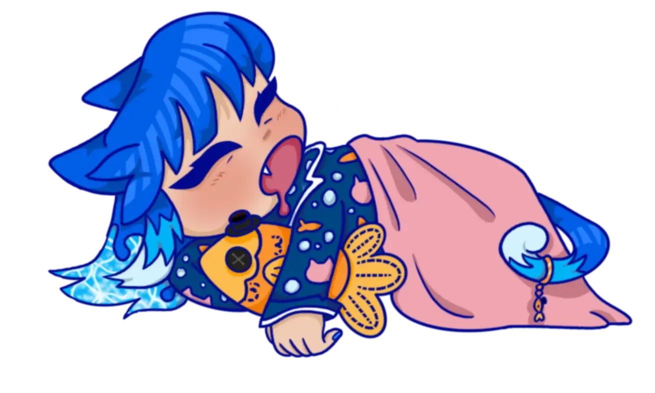 Mizuki, the mascot of Ultramarine, sleeping